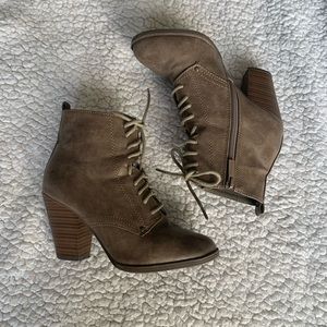 Lace up chunky heeled combat ankle booties
